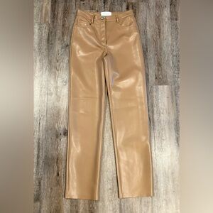 Aritzia Wilfred Melina Tan Faux Leather Pants size 4